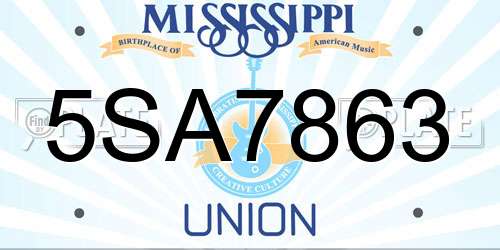 5SA7863 Mississippi License Plate