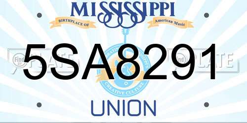 5SA8291 Mississippi License Plate