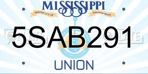 5SAB291 Mississippi License Plate