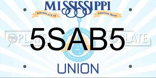 5SAB5 Mississippi License Plate