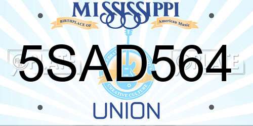 5SAD564 Mississippi License Plate