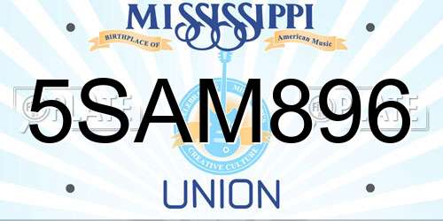 5SAM896 Mississippi License Plate