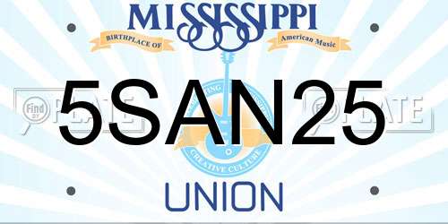 5SAN25 Mississippi License Plate