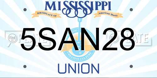 5SAN28 Mississippi License Plate