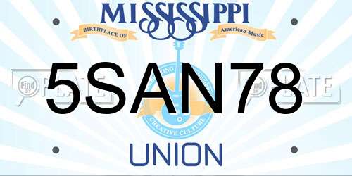 5SAN78 Mississippi License Plate