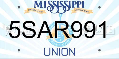 5SAR991 Mississippi License Plate