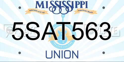 5SAT563 Mississippi License Plate