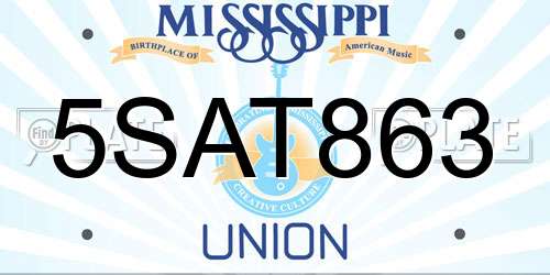 5SAT863 Mississippi License Plate