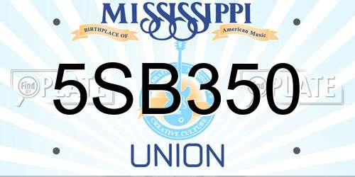 5SB350 Mississippi License Plate