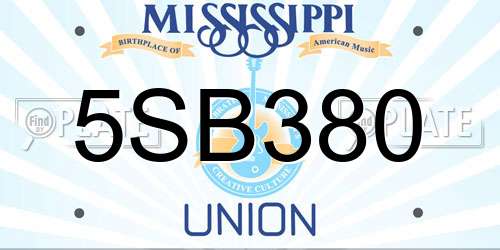 5SB380 Mississippi License Plate