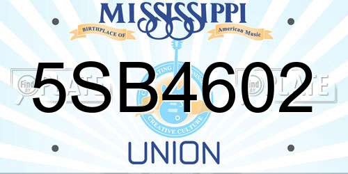 5SB4602 Mississippi License Plate