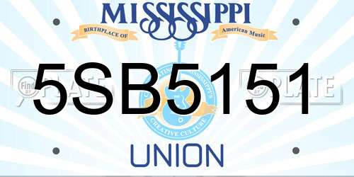 5SB5151 Mississippi License Plate