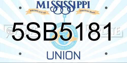 5SB5181 Mississippi License Plate