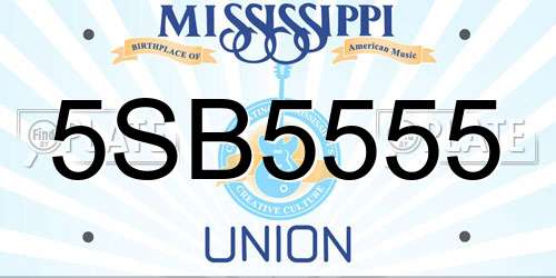 5SB5555 Mississippi License Plate