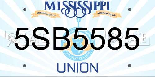 5SB5585 Mississippi License Plate