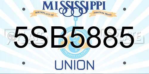 5SB5885 Mississippi License Plate