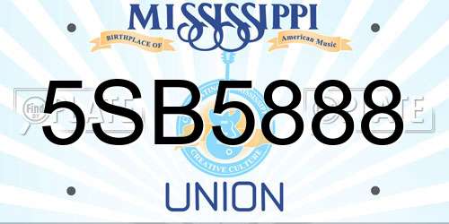 5SB5888 Mississippi License Plate