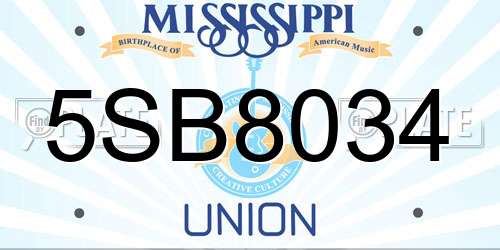 5SB8034 Mississippi License Plate