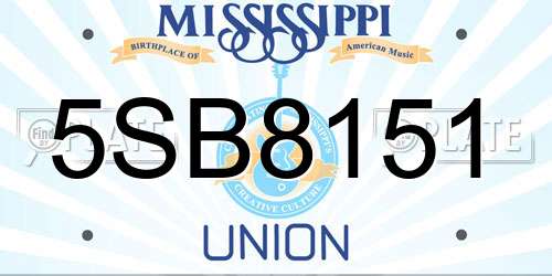 5SB8151 Mississippi License Plate