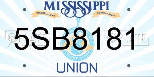 5SB8181 Mississippi License Plate