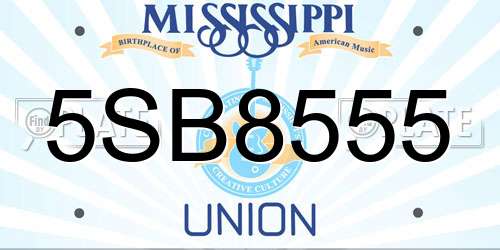 5SB8555 Mississippi License Plate