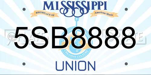 5SB8888 Mississippi License Plate