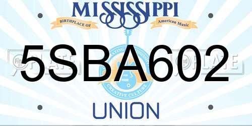 5SBA602 Mississippi License Plate