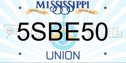 5SBE50 Mississippi License Plate