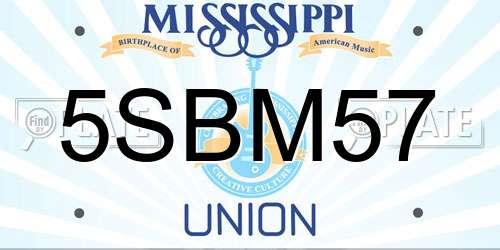 5SBM57 Mississippi License Plate