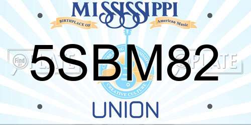 5SBM82 Mississippi License Plate