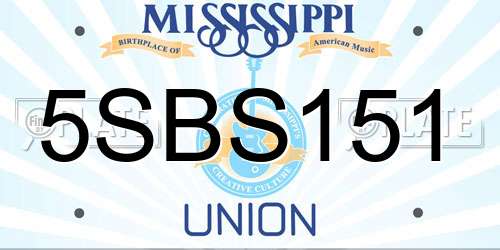 5SBS151 Mississippi License Plate