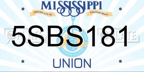 5SBS181 Mississippi License Plate