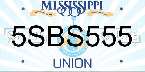 5SBS555 Mississippi License Plate
