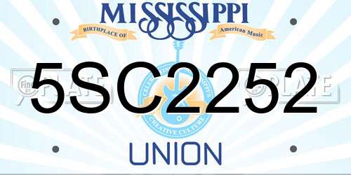 5SC2252 Mississippi License Plate