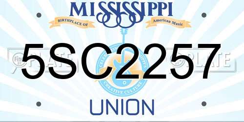 5SC2257 Mississippi License Plate