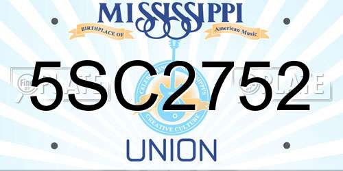 5SC2752 Mississippi License Plate