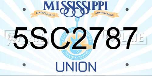 5SC2787 Mississippi License Plate