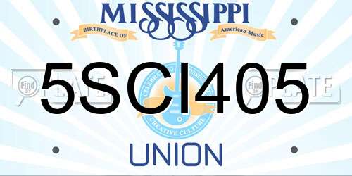 5SCI405 Mississippi License Plate