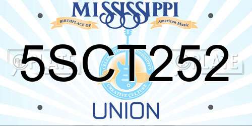 5SCT252 Mississippi License Plate