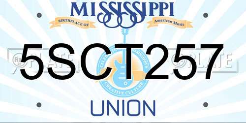 5SCT257 Mississippi License Plate