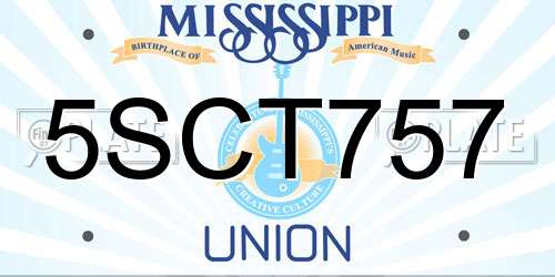 5SCT757 Mississippi License Plate