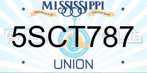 5SCT787 Mississippi License Plate