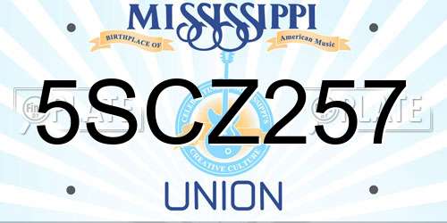 5SCZ257 Mississippi License Plate
