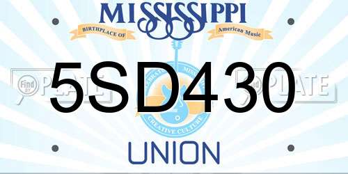 5SD430 Mississippi License Plate