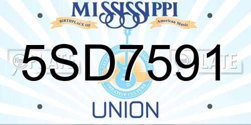5SD7591 Mississippi License Plate