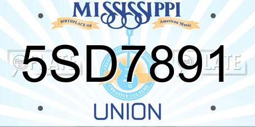 5SD7891 Mississippi License Plate