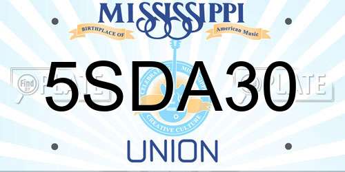 5SDA30 Mississippi License Plate