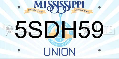 5SDH59 Mississippi License Plate