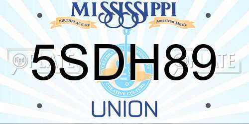 5SDH89 Mississippi License Plate