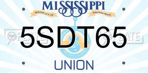 5SDT65 Mississippi License Plate